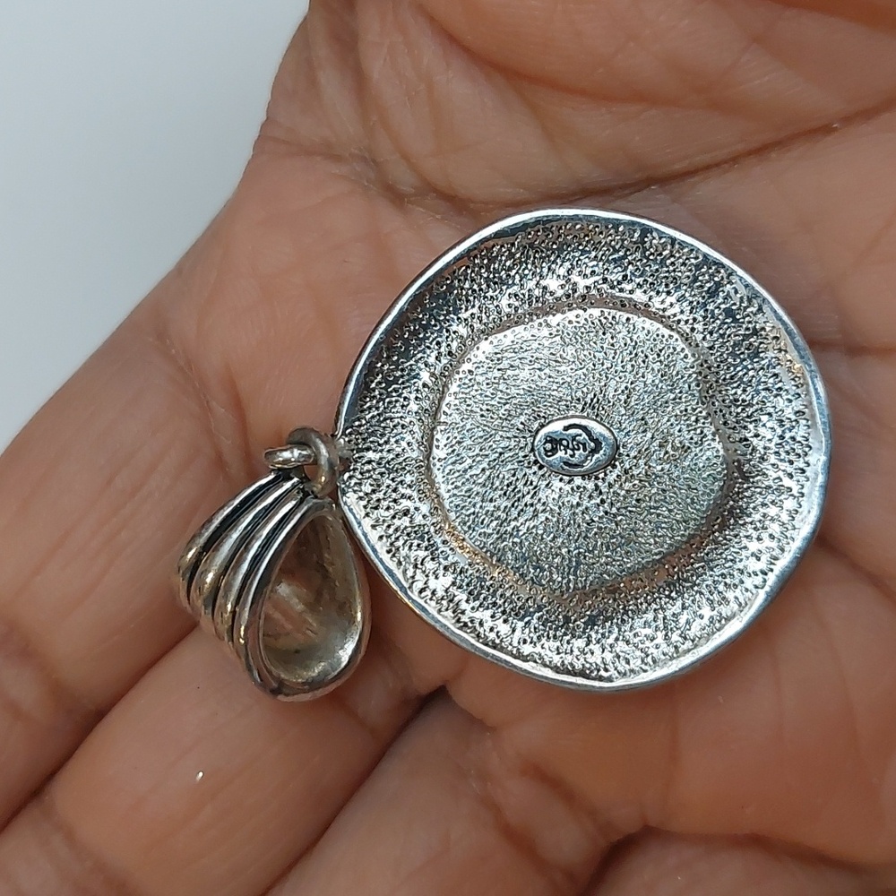 Premier Designs Eclipse Faux Hematite Cabochon Antiqued Silver Plated Pendant - Picture 3 of 5